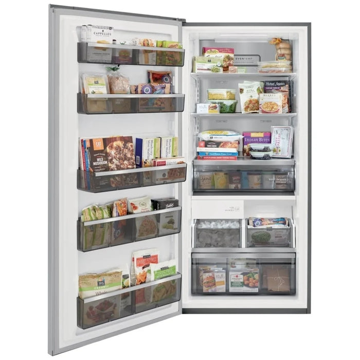 Frigidaire Professional Fpfu19f8wf Upright Freezer, 33 Inch Width, 18.6 Cu. Ft. Capacity, Frost Free, Reversible Door, Interior Light (freezer), Ice Maker, Stainless Steel