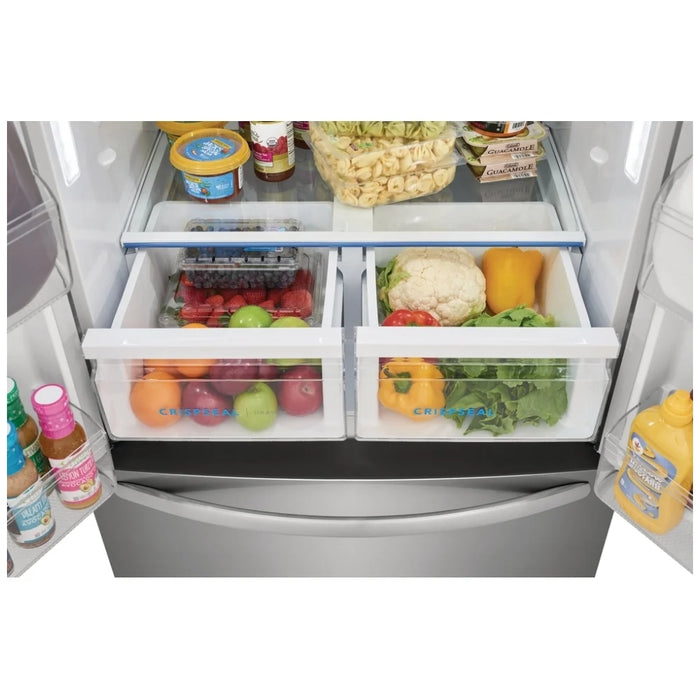 Frigidaire French Door Refrigerator, ENERGY STAR Certified, Counter Depth, 17.6 cu. ft. Capacity, Brushed Steel, 31 inch Width.