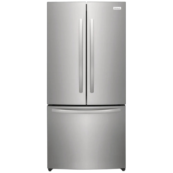 Frigidaire French Door Refrigerator in Brushed Steel, ENERGY STAR Certified, Counter Depth, 31 inches Width, 17.6 cu. ft. Capacity.