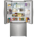 Frigidaire French Door Refrigerator in Brushed Steel, ENERGY STAR Certified, Counter Depth, 17.6 cu. ft. Capacity.