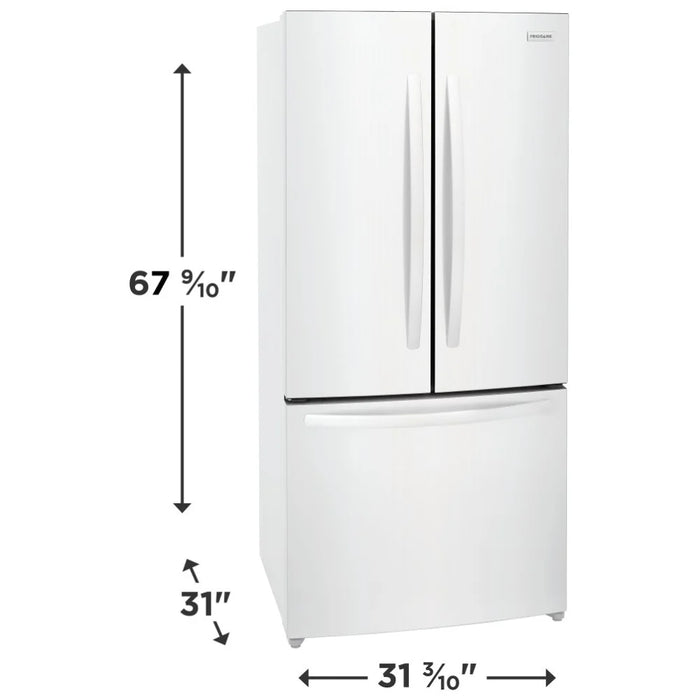 Frigidaire FRFG1723AW French Door Refrigerator, 32 inch Width, 17.6 cu. ft. Capacity, Counter Depth, Ice Dispenser (Freezer Located)