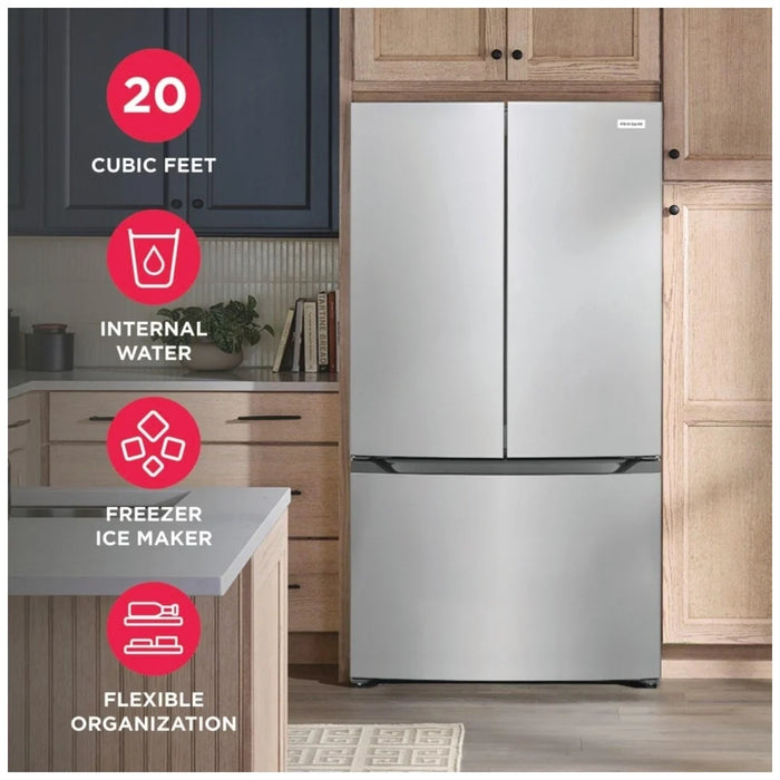Frigidaire FRFG2011AV Counter Depth French Door Refrigerator, 36 inch Width, 19.8 cu. ft. Capacity, Counter Depth, Water Dispenser (Interior), Ice Dispenser (Freezer Located)