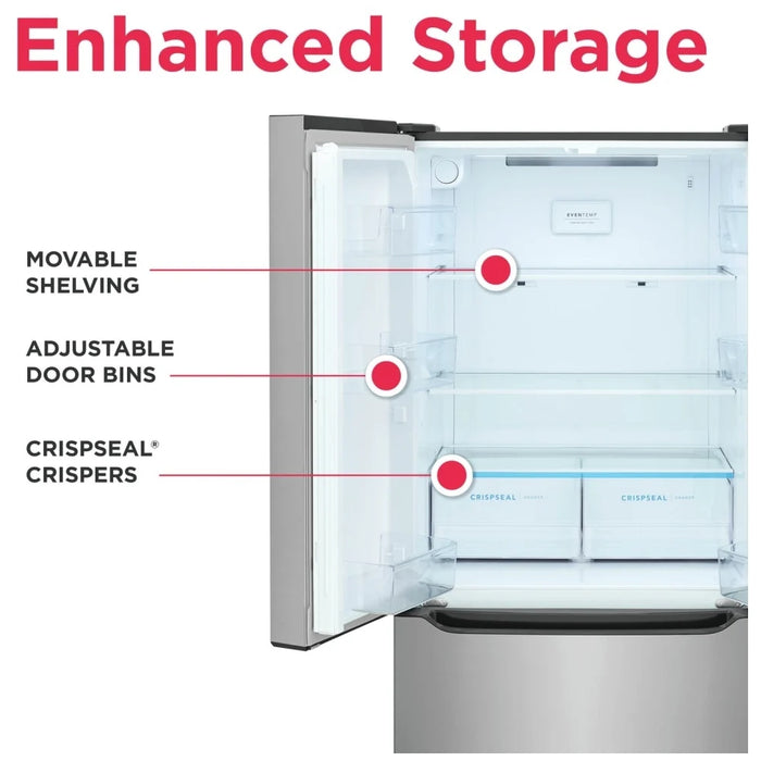 Frigidaire FRFG2033AV Counter Depth French Door Refrigerator, 33 inch Width, 19.6 cu. ft. Capacity, Counter Depth, Water Dispenser (Interior), Ice Dispenser (Freezer Located)