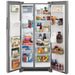 Frigidaire stainless steel side-by-side refrigerator with 22.2 cu. ft. capacity, 33-inch width.