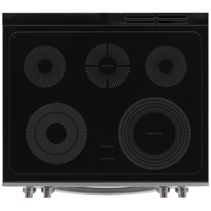 Frigidaire Gallery GCFE305CBF Electric Range, 5.3 cu. ft. Capacity, 30 inch Exterior Width, Convection, 5 Burners, Storage Drawer, Air Fry, Steam Clean