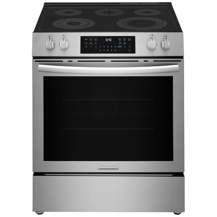 Frigidaire Gallery GCFE305CBF Electric Range, 5.3 cu. ft. Capacity, 30 inch Exterior Width, Convection, 5 Burners, Storage Drawer, Air Fry, Steam Clean