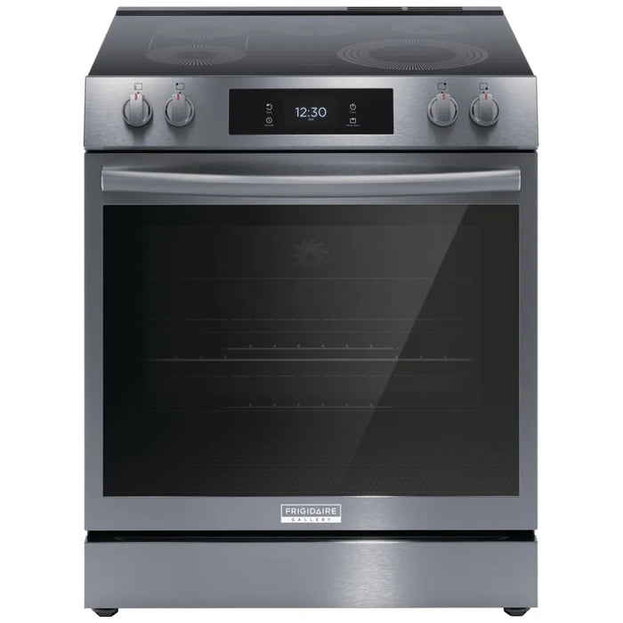 Frigidaire Gallery GCFE306CBD Electric Range, 30 inch Exterior Width, Self Clean, Convection, 5 Burners, 6.2 cu. ft. Capacity, Storage Drawer, Air Fry, 1 Ovens, Black Stainless Steel colour Steam Cooking, Air Sous Vide