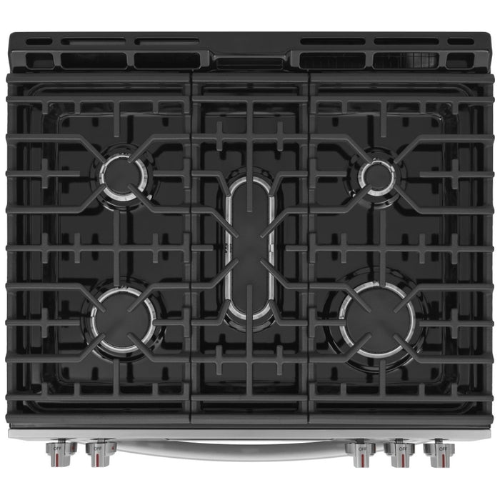 Frigidaire Gallery GCFG3059BF Gas Range, 6 cu. ft. Capacity, 30 inch Exterior Width, Steam Clean, Convection, 5 Burners