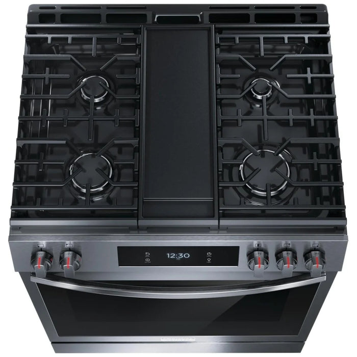 Frigidaire Gallery GCFG3060BD Gas Range, 30 inch Exterior Width, Self Clean, Convection, 5 Burners, 6 cu. ft. Capacity,