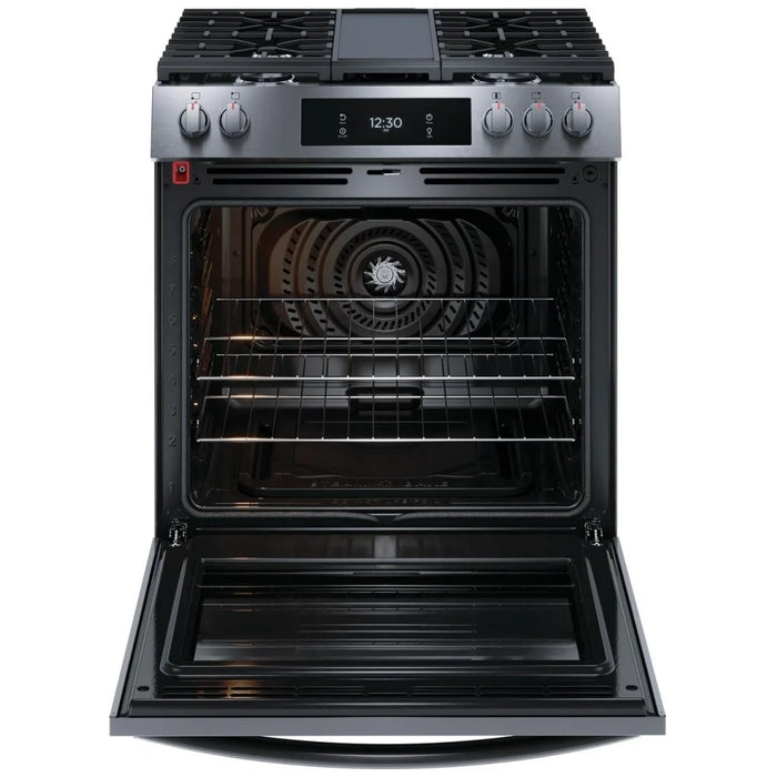 Frigidaire Gallery GCFG3060BD Gas Range, 30 inch Exterior Width, Self Clean, Convection, 5 Burners, 6 cu. ft. Capacity,