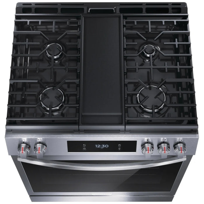 Frigidaire Gallery GCFG3060BF Gas Range, 30 inch Exterior Width, Self Clean, Convection, 5 Burners, 6.0 cu. ft. Capacity