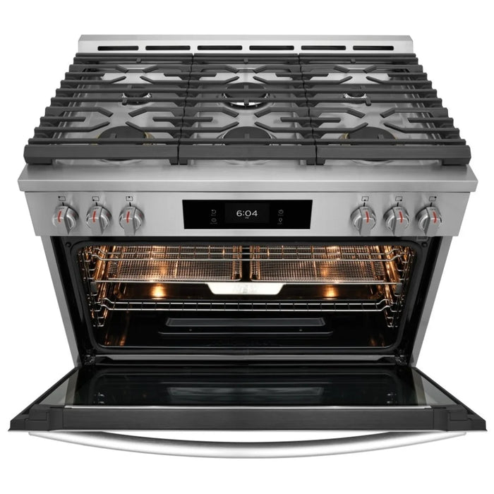 Frigidaire Gallery GCFG3661AF Gas Range, 36 inch Exterior Width, Self Clean, Convection, 6 Burners, 4.6 cu. ft. Capacity