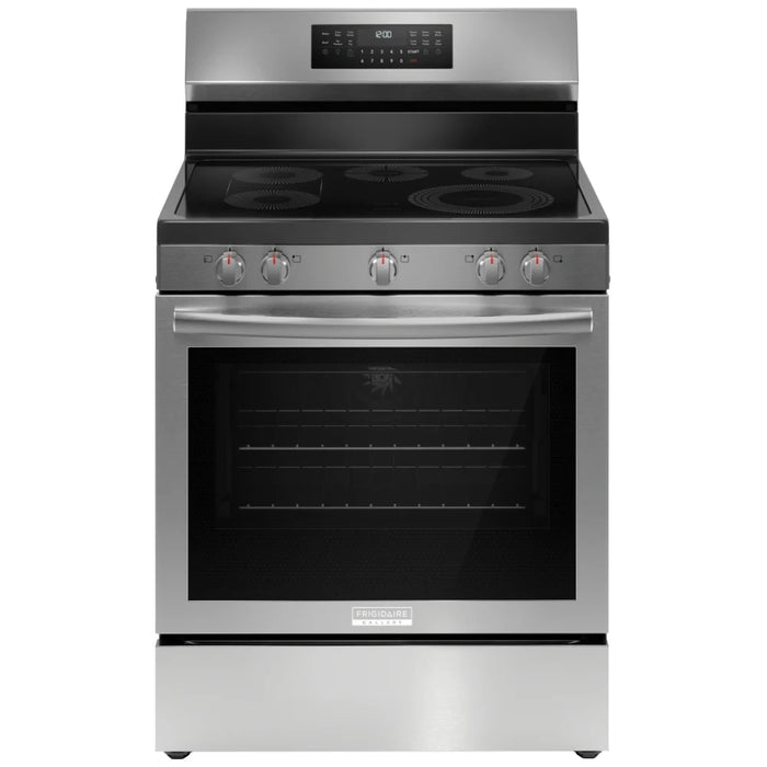 Frigidaire Gallery GCRE306CBF Electric Range, 30 inch Exterior Width, Self Clean, Convection, 5 Burners, 5.3 cu. ft. Capacity, Storage Drawer, Air Fry,