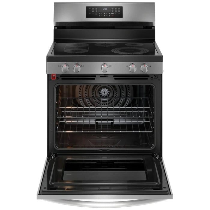 Frigidaire Gallery GCRE306CBF Electric Range, 30 inch Exterior Width, Self Clean, Convection, 5 Burners, 5.3 cu. ft. Capacity, Storage Drawer, Air Fry,