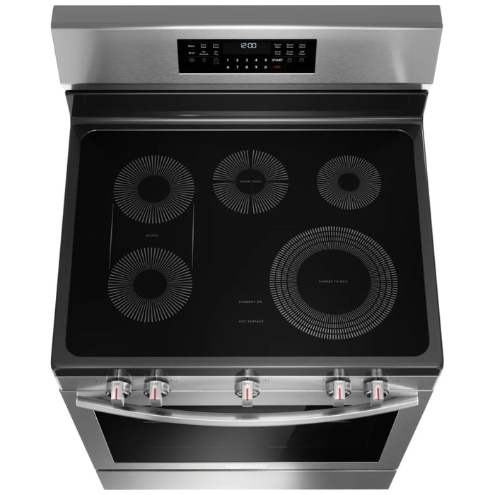 Frigidaire Gallery GCRE306CBF Electric Range, 30 inch Exterior Width, Self Clean, Convection, 5 Burners, 5.3 cu. ft. Capacity, Storage Drawer, Air Fry,