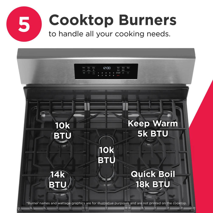 GCRG3059BF Frigidaire Gallery 30'' Rear Control Gas Range with Total Convection