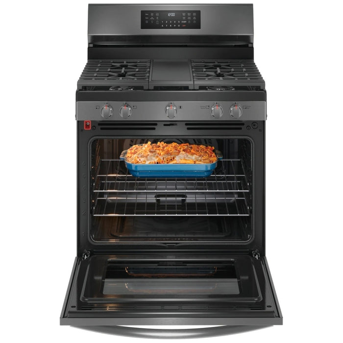 Frigidaire Gallery GCRG3060BD Gas Range, 5.1 cu. ft. Capacity, 30 inch Exterior Width, Self Clean, True Convection, 5 Burners