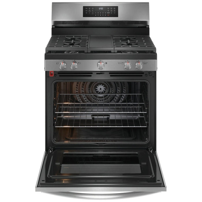 Frigidaire Gallery GCRG3060BD Gas Range, 5.1 cu. ft. Capacity, 30 inch Exterior Width, Self Clean, True Convection, 5 Burners