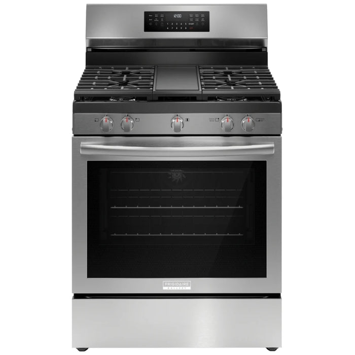 Frigidaire Gallery GCRG3060BF Gas Range, 5.1 cu. ft. Capacity, 30 inch Exterior Width, Self Clean, True Convection, 5 Burners