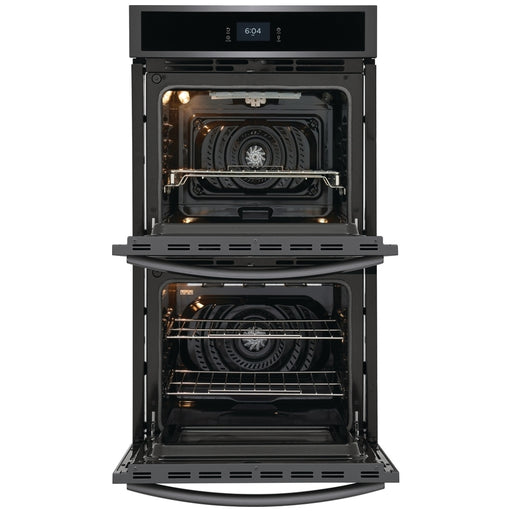 Frigidaire Gallery GCWD2767AD Double Wall Oven, 27 inch Exterior Width, Convection, Self Clean, 7.6 cu. ft. Capacity, Temperature Probe, Black Stainless Steel colour True European Convection, Air Fry, Steam Cooking, Telescopic Gliding Extension Rack
