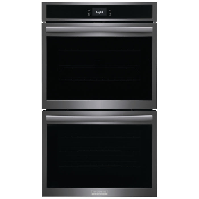 Frigidaire Gallery GCWD3067AD Double Wall Oven, 30 inch Exterior Width, Convection, Self Clean, 10.6 cu. ft. Capacity, Temperature Probe, Black Stainless Steel colour True European Convection, Air Fry, Steam Cooking, Telescopic Gliding Extension Rack
