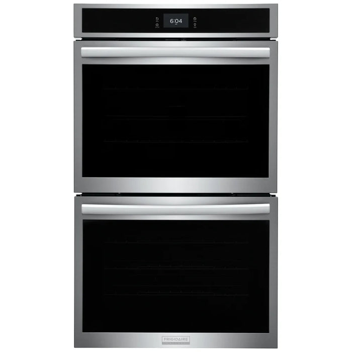 Frigidaire Gallery GCWD3067AF Double Wall Oven, 30 inch Exterior Width, Convection, Self Clean, 10.6 cu. ft. Capacity, Temperature Probe, Stainless Steel colour True European Convection, Air Fry, Steam Cooking, Telescopic Gliding Extension Rack
