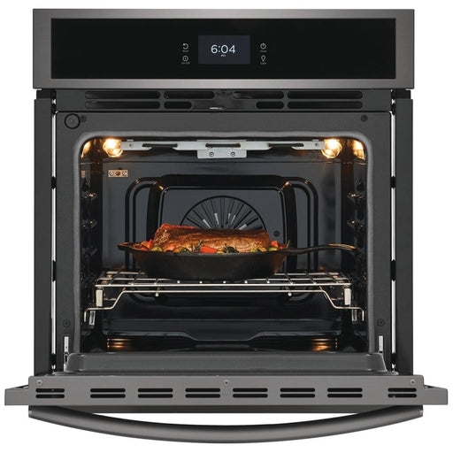 Frigidaire Gallery GCWS2767AD Single Wall Oven, 27 inch Exterior Width, Convection, Self Clean, 3.8 cu. ft. Capacity, Temperature Probe, Black Stainless Steel colour True European Convection, Air Fry
