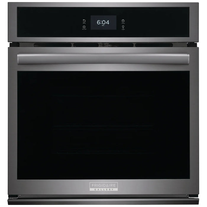 Frigidaire Gallery GCWS2767AD Single Wall Oven, 27 inch Exterior Width, Convection, Self Clean, 3.8 cu. ft. Capacity, Temperature Probe, Black Stainless Steel colour True European Convection, Air Fry
