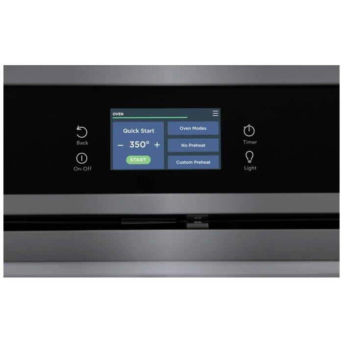 Frigidaire Gallery GCWS3067AD Single Wall Oven, 30 inch Exterior Width, Convection, Self Clean, 5.3 cu. ft. Capacity, Temperature Probe, Black Stainless Steel colour True European Convection, Air Fry, Steam Cooking, Telescopic Gliding Extension Rack
