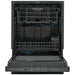 Frigidaire Gallery dishwasher in black stainless steel, fully integrated with 8 wash cycles and 14 place setting capacity.