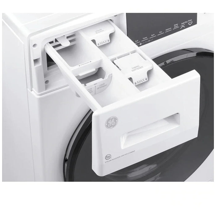 GE GFQ14ESSNWW All-in-One Washer Dryer Combo, 2.8 cu. ft. Washer Capacity, Steam Clean, 14 Wash Cycles, 5 Temperature Settings, 1,450 RPM Washer Spin Speed, Electric, White colour All-In-One Washer & Dryer