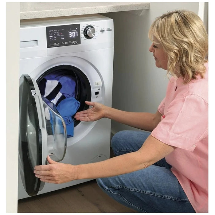 GE GFQ14ESSNWW All-in-One Washer Dryer Combo, 2.8 cu. ft. Washer Capacity, Steam Clean, 14 Wash Cycles, 5 Temperature Settings, 1,450 RPM Washer Spin Speed, Electric, White colour All-In-One Washer & Dryer