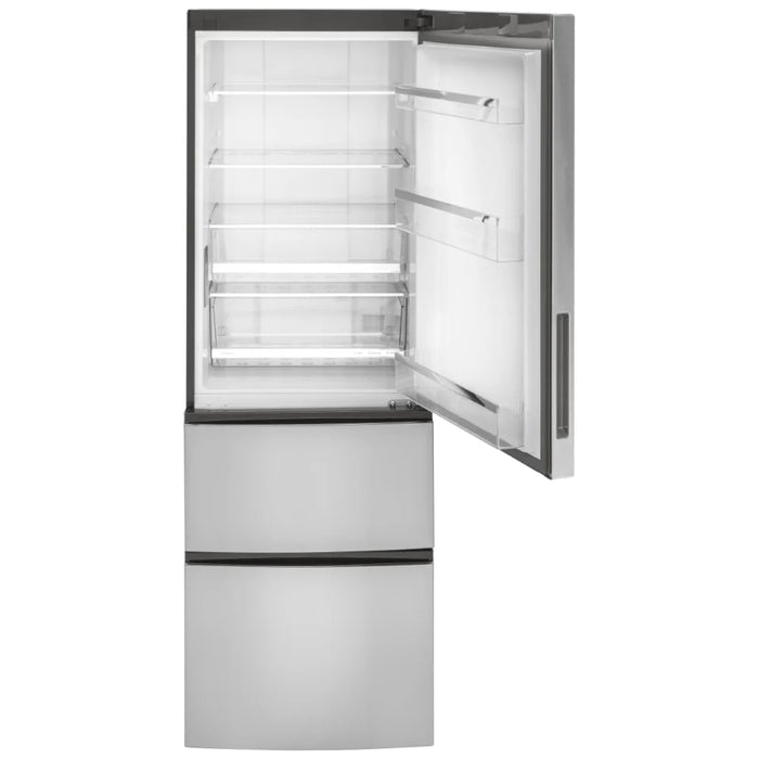 GE GLE12HSPSS Bottom Freezer Refrigerator, 24 inch Width, ENERGY STAR Certified, Counter Depth, Optional Ice Maker (Special Order), 11.9 cu. ft. Capacity, Stainless Steel colour