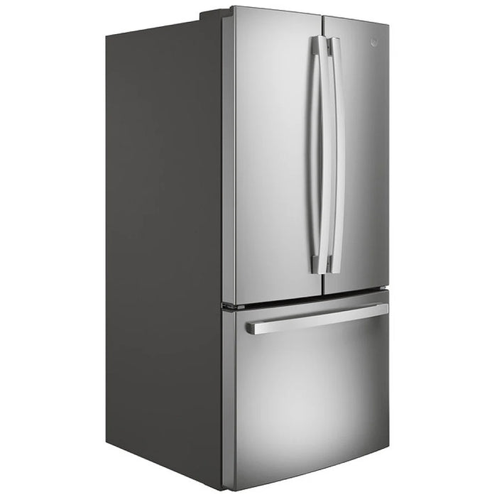 GE GNE25JYKFS French Door Refrigerator, 33 inch Width, ENERGY STAR Certified, 24.7 cu. ft. Capacity, Water Dispenser (Interior), Ice Dispenser (Freezer Located), Stainless Steel colour