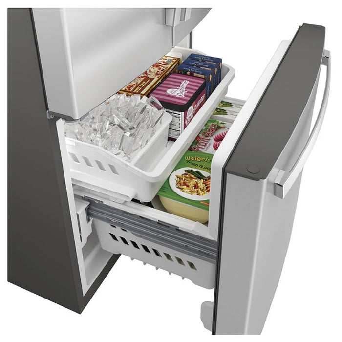 GE GNE25JYKFS French Door Refrigerator, 33 inch Width, ENERGY STAR Certified, 24.7 cu. ft. Capacity, Water Dispenser (Interior), Ice Dispenser (Freezer Located), Stainless Steel colour