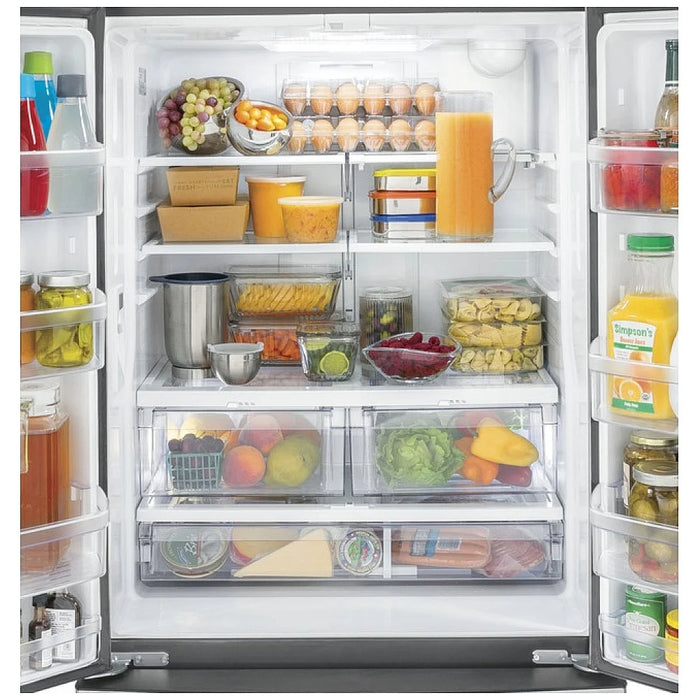 GE GNE25JYKFS French Door Refrigerator, 33 inch Width, ENERGY STAR Certified, 24.7 cu. ft. Capacity, Water Dispenser (Interior), Ice Dispenser (Freezer Located), Stainless Steel colour
