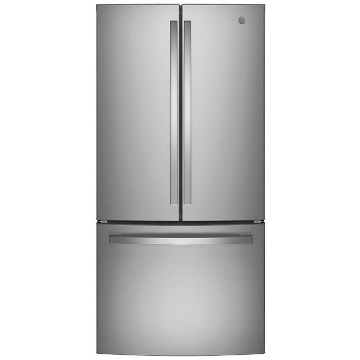 GE GNE25JYKFS French Door Refrigerator, 33 inch Width, ENERGY STAR Certified, 24.7 cu. ft. Capacity, Water Dispenser (Interior), Ice Dispenser (Freezer Located), Stainless Steel colour