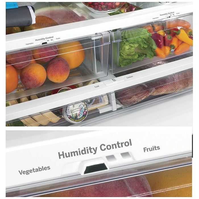 GE GNE25JYKFS French Door Refrigerator, 33 inch Width, ENERGY STAR Certified, 24.7 cu. ft. Capacity, Water Dispenser (Interior), Ice Dispenser (Freezer Located), Stainless Steel colour