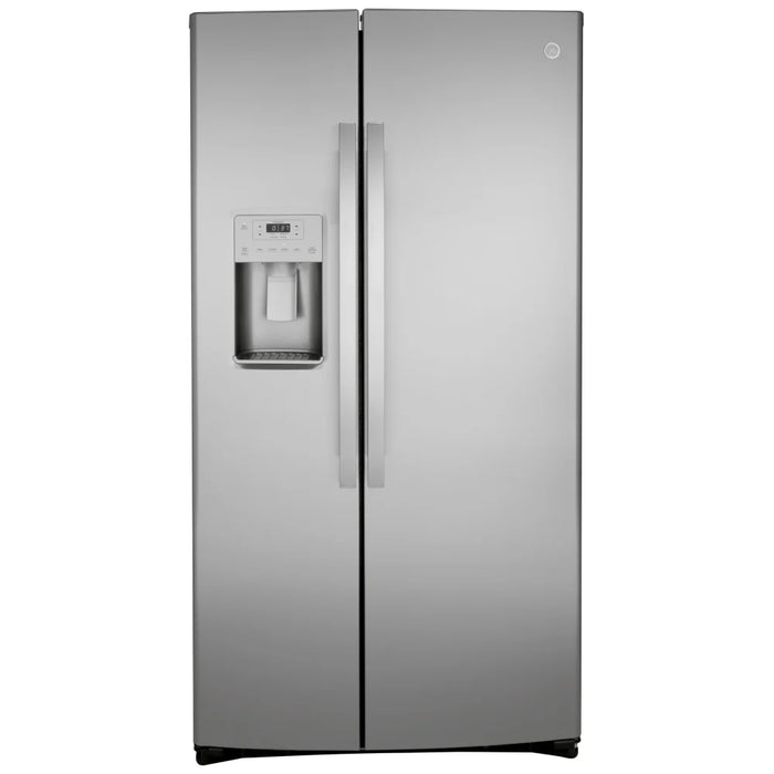 GE GSS25IYNFS Side by Side Refrigerator, 36 inch Width, Ice Dispenser (Thru Door), Water Dispenser (Exterior), 25.1 cu. ft. Capacity, Stainless Steel colour