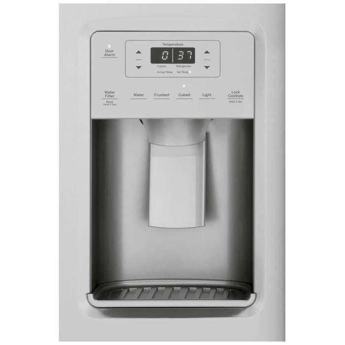 GE GSS25IYNFS Side by Side Refrigerator, 36 inch Width, Ice Dispenser (Thru Door), Water Dispenser (Exterior), 25.1 cu. ft. Capacity, Stainless Steel colour
