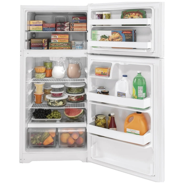 GE GTE16DTNRWW Top Freezer Refrigerator, 28 inch Width, ENERGY STAR Certified, 15.6 cu. ft. Capacity, Optional Ice Maker (Special Order), White colour