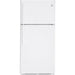 Image of GE Refrigerator GTS18FTLKWW with white finish and top freezer design.