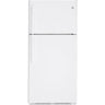 Image of GE Refrigerator GTS18FTLKWW with white finish and top freezer design.