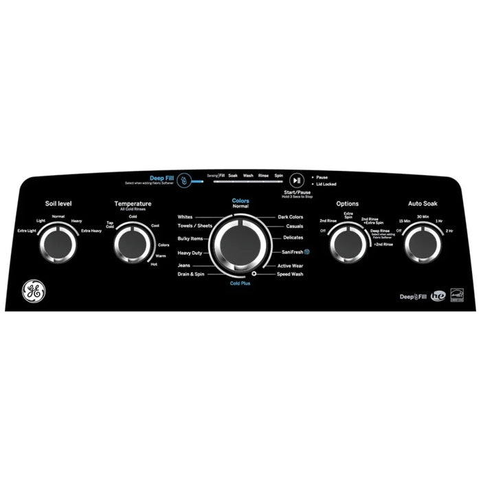 GE GTW491BMRDG Top Load Washer, 4.9 cu. ft. Washer Capacity, 13 Wash Cycles, 6 Temperature Settings, 800 RPM Washer Spin Speed, Agitator, Diamond Grey colour