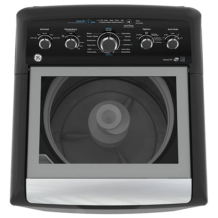 GE GTW491BMRDG Top Load Washer, 4.9 cu. ft. Washer Capacity, 13 Wash Cycles, 6 Temperature Settings, 800 RPM Washer Spin Speed, Agitator, Diamond Grey colour