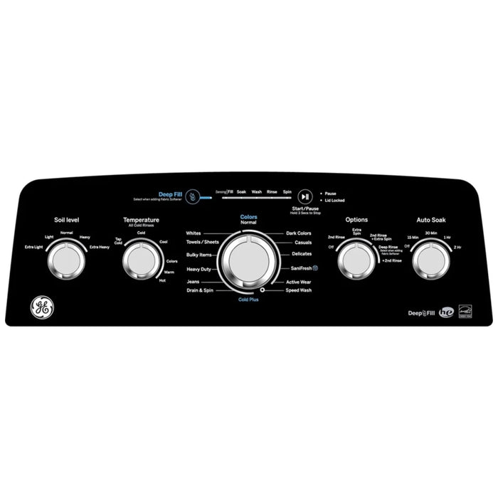 GE GTW491BMRWS Top Load Washer, 4.9 cu. ft. Washer Capacity, 13 Wash Cycles, 6 Temperature Settings, 800 RPM Washer Spin Speed, Agitator, White colour