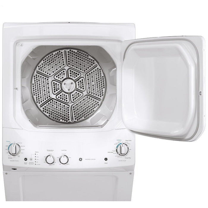 GE GUD27GSSMWW Laundry Center Gas Dryer, 4.4 cu. ft. Washer Capacity, 5.9 cu. ft. Dryer Capacity, 9 Wash Cycles, 800 RPM Washer Spin Speed, White colour Power Source: Gas