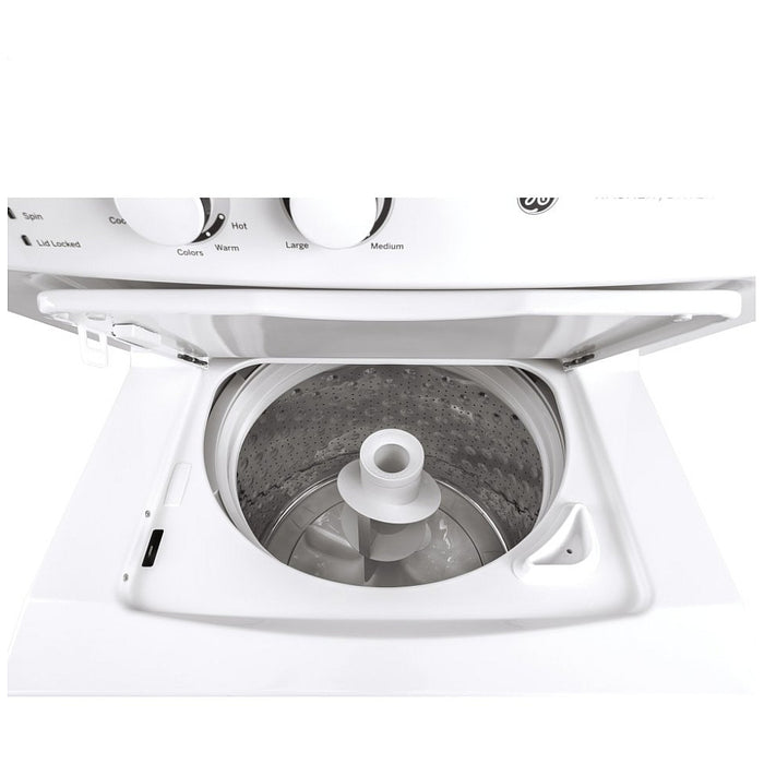 GE GUD27GSSMWW Laundry Center Gas Dryer, 4.4 cu. ft. Washer Capacity, 5.9 cu. ft. Dryer Capacity, 9 Wash Cycles, 800 RPM Washer Spin Speed, White colour Power Source: Gas