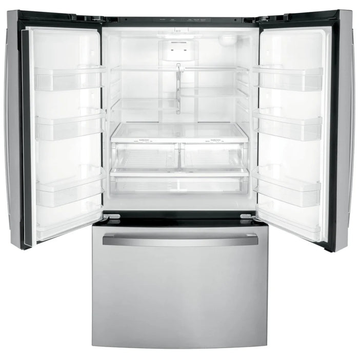 GE GWE22JYMFS French Door Refrigerator, 36 inch Width, ENERGY STAR Certified, 21.9 cu. ft. Capacity, Counter Depth, Water Dispenser (Interior), Ice Dispenser (Freezer Located), S colour