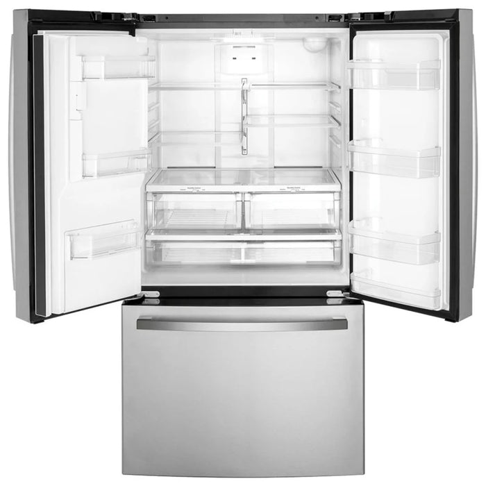 GE GYE21JYMFS Counter Depth French Door Refrigerator, 36 inch Width, ENERGY STAR Certified, 20.6 cu. ft. Capacity, Counter Depth, Water Dispenser (Exterior), Ice Dispenser (Thru Door), Stainless Steel colour